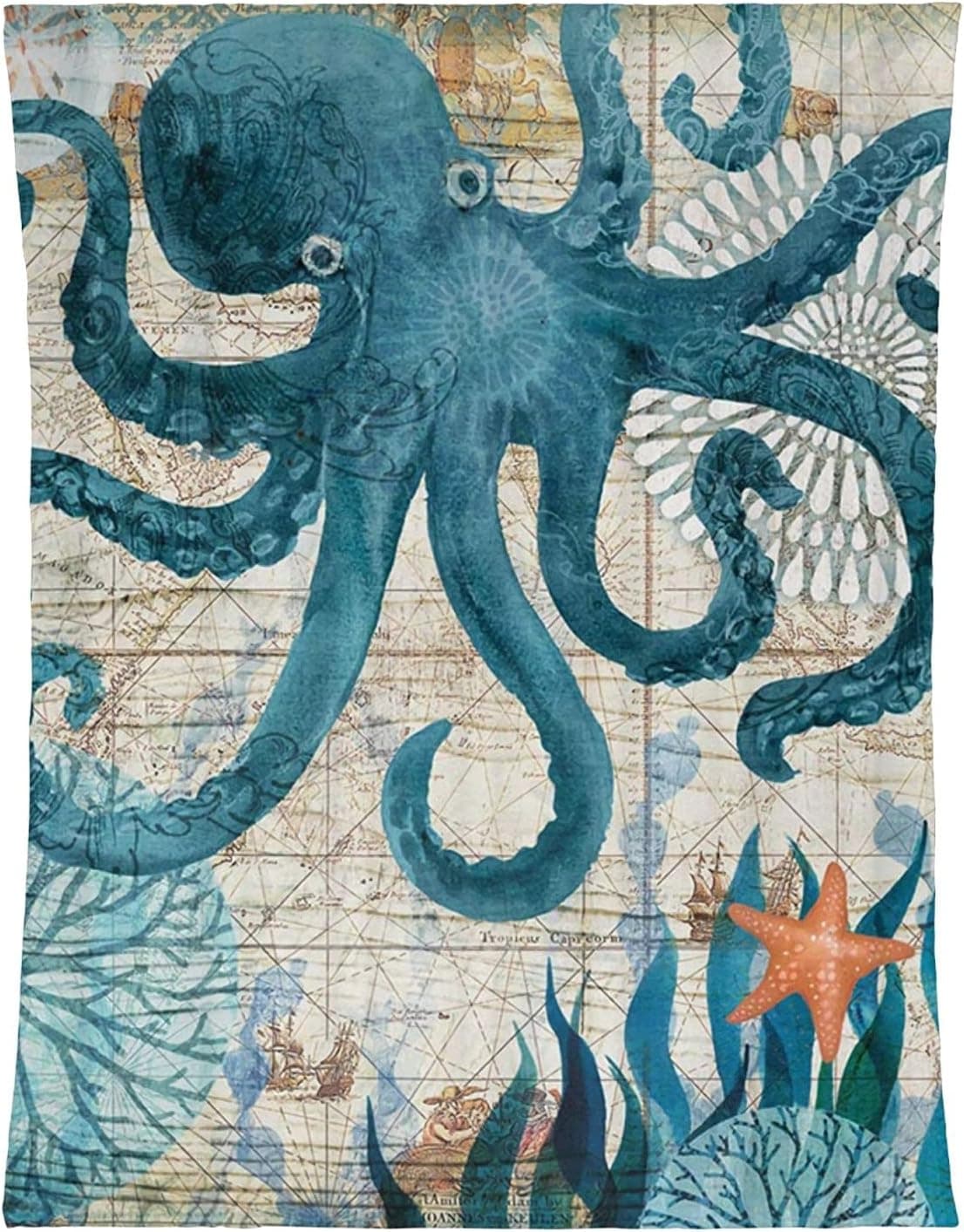 Octopus Throw Blanket Ultra-Soft Kids Blanket Soft Cozy Gift for Children Boys Girls (60x50in)