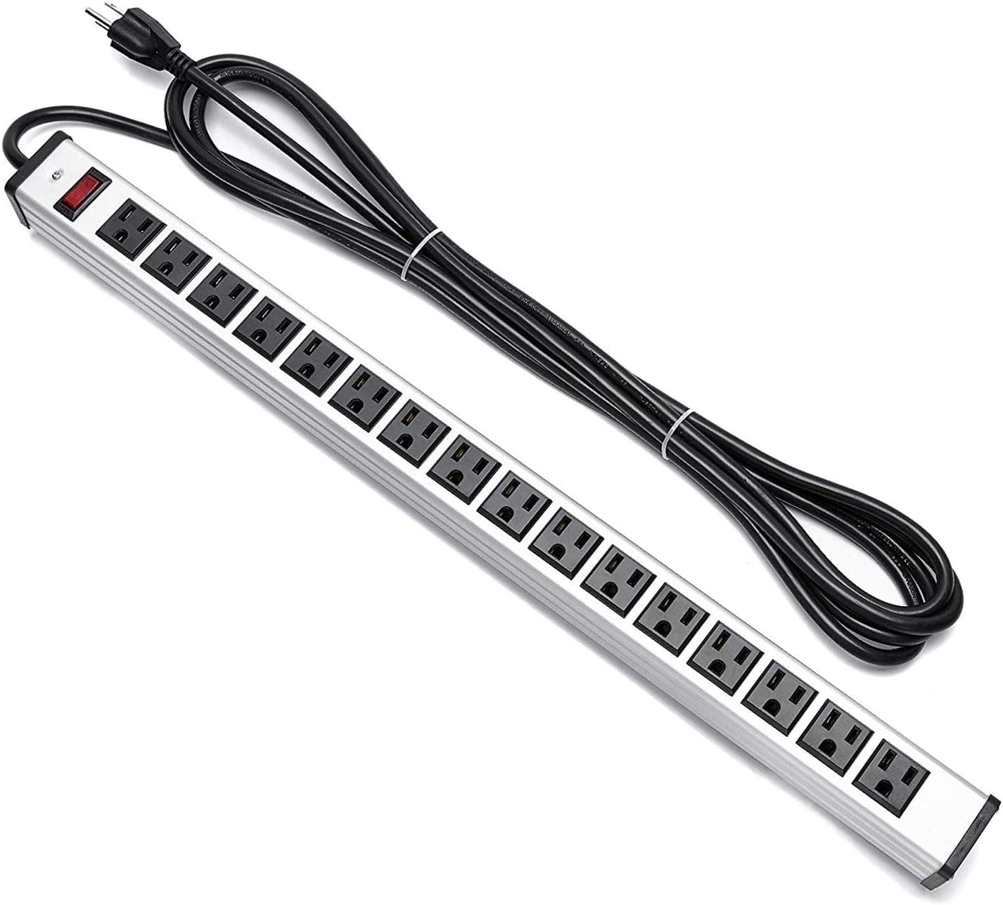Surge Protector Power Strip 16-Outlet ETL Certified Heavy Duty Metal Power Socket with Circuit Breaker and 9.8 FT Long Cord