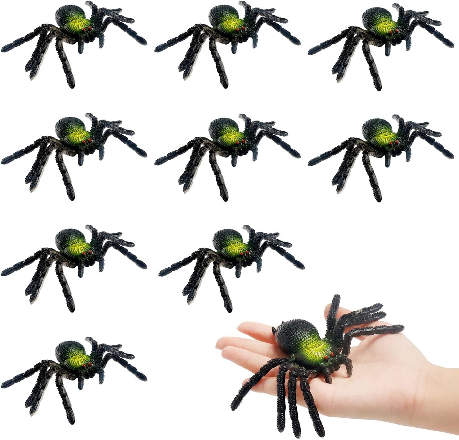X Hot Popcorn 10PCS PVC Simulation Spider Fake Spider, Mischievous Toys(Large Spider)
