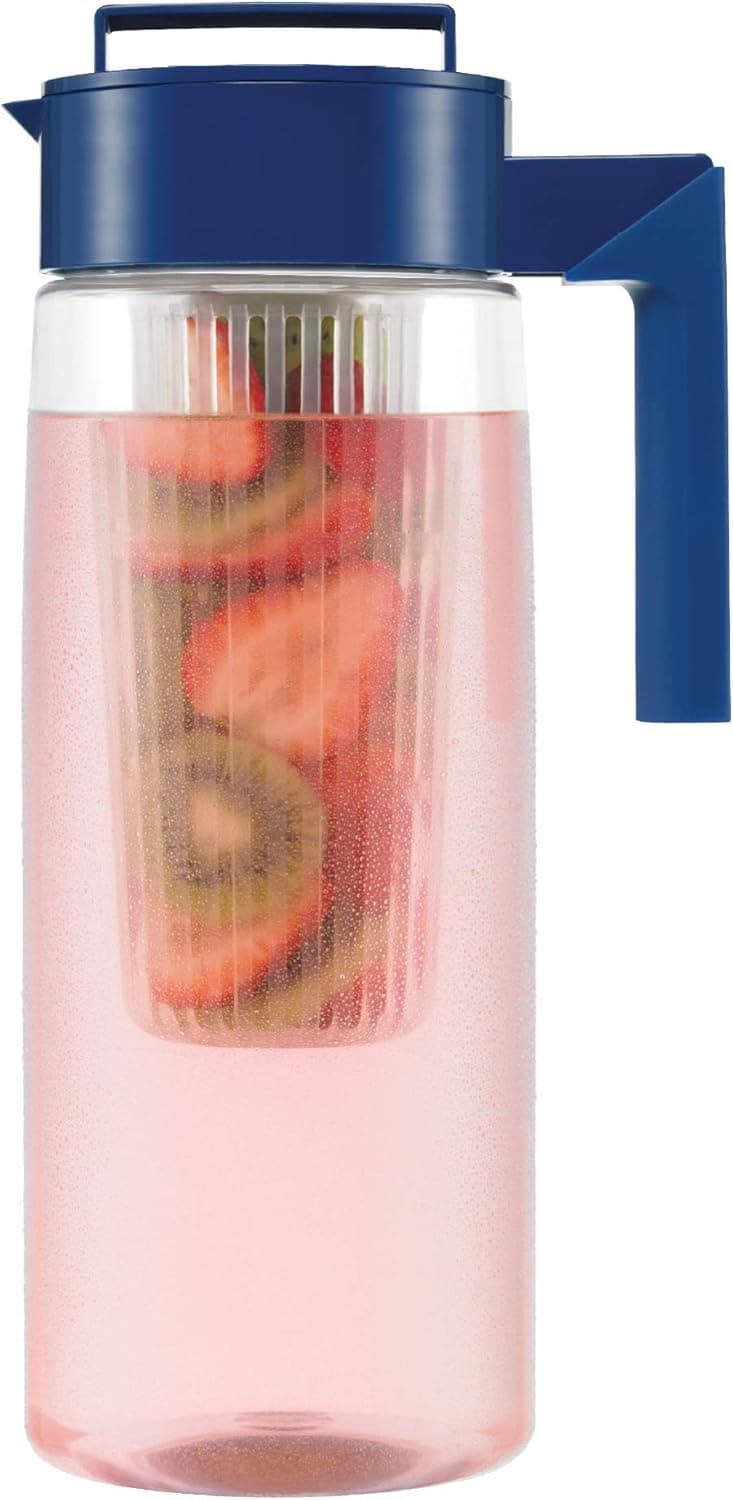 Takeya Flavor Infusion Maker, 2 Quart, Blueberry BPA-Free Fruit and Vegetable Water Tea Infuser Pitcher
