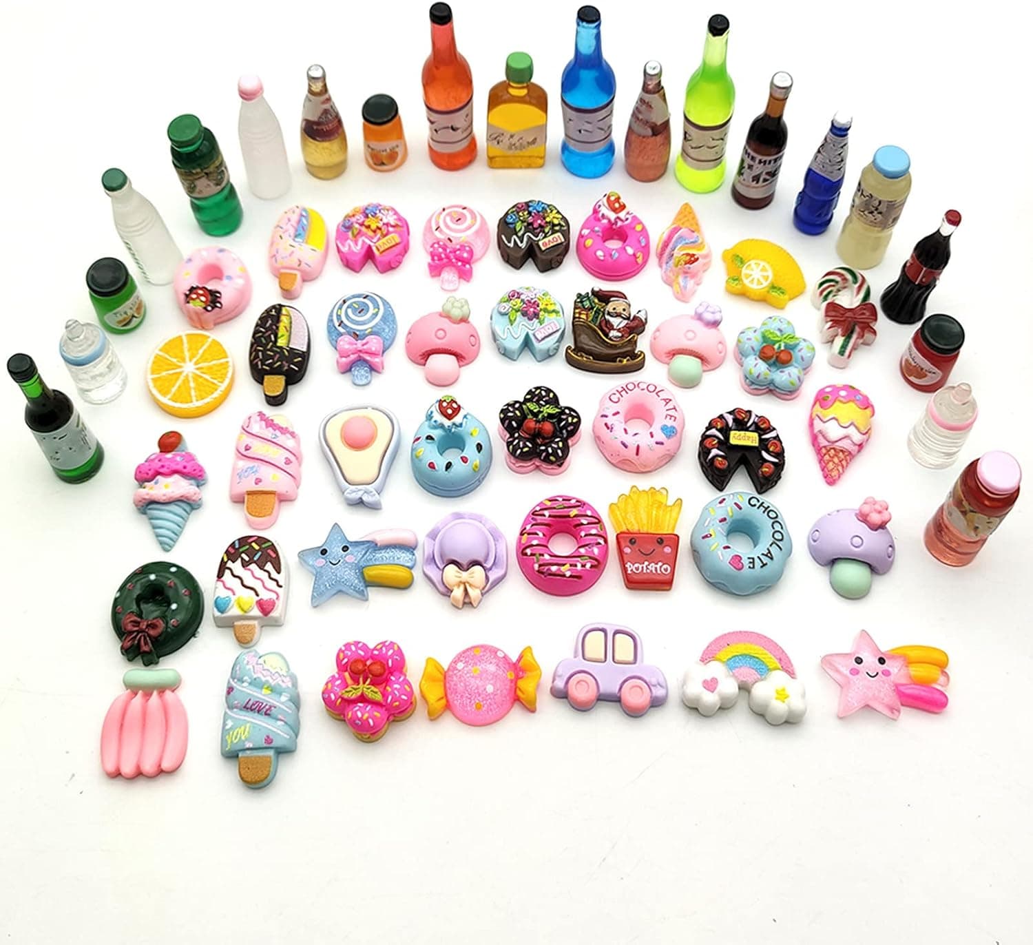 DUTERI D NHW 60 Pieces of Miniature Food and Drink and Doll House Decoration Accessories Mini Cake Food Children's Toys (Blue)