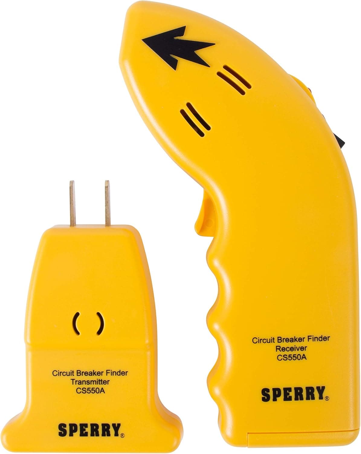 Sperry Instruments CS550A Circuit Breaker Finder, Quickly Locate AC Circuits/Fuses, Visual LED, Plug Style Transmitter/Auto-Sensing Receiver, 120V AC, Yellow