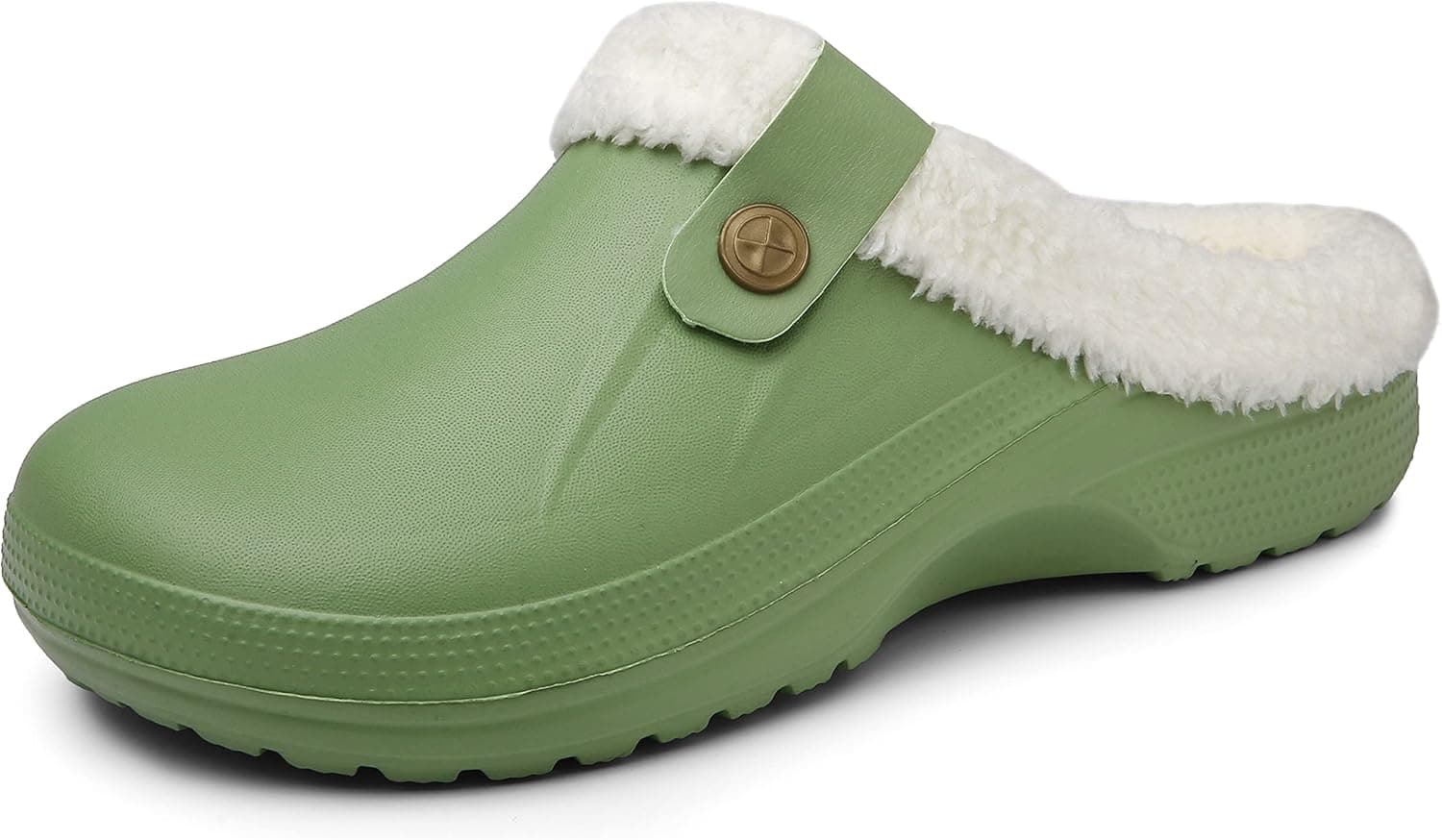 SMajong Womens Fur Lined Clogs Mens Waterproof Slippers Garden Shoes Winter Warm Plush Home House Slippers Indoor Outdoor Mules