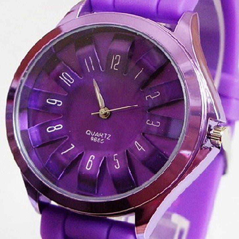 Unisex Silicone Quartz Watch Geneva Wrist Watch Purple
