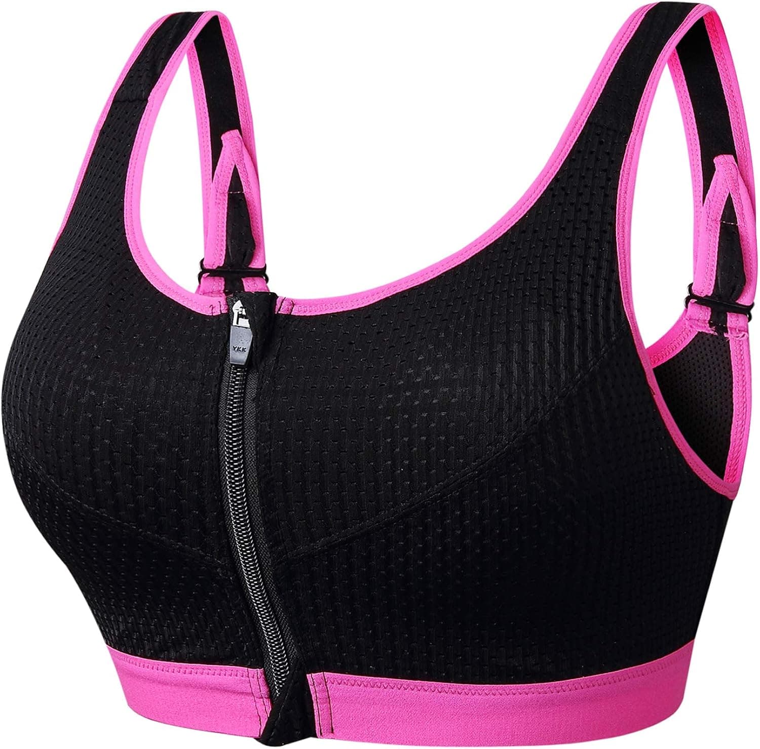 newlashua Women's Support Push Up Zip Front Close Padded Adjustable Sports Bra