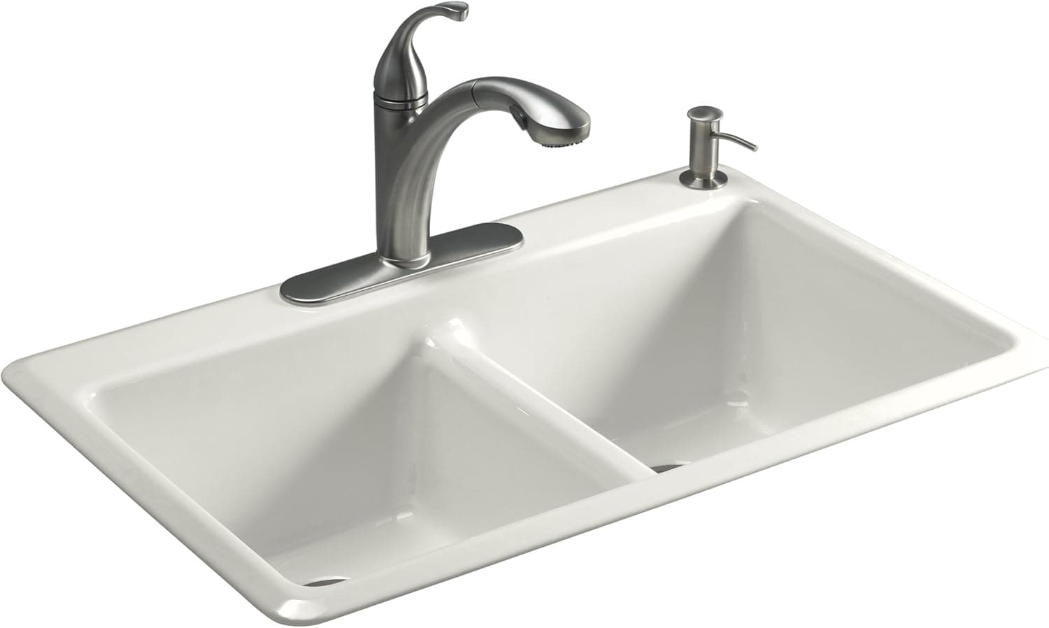 KOHLER K-5840-1-0 Anthem Cast Iron Self-Rimming Sink with Single-Hole Faucet Drilling, White