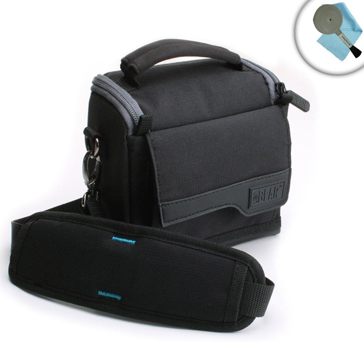 Impact-Resistant Camera Case with Adjustable Interior Dividers , Ripstop Nylon & Shoulder Strap by USA GEAR - Works With Olympus PEN-F , OM-D E-M5 II , SH-3 and More Cameras