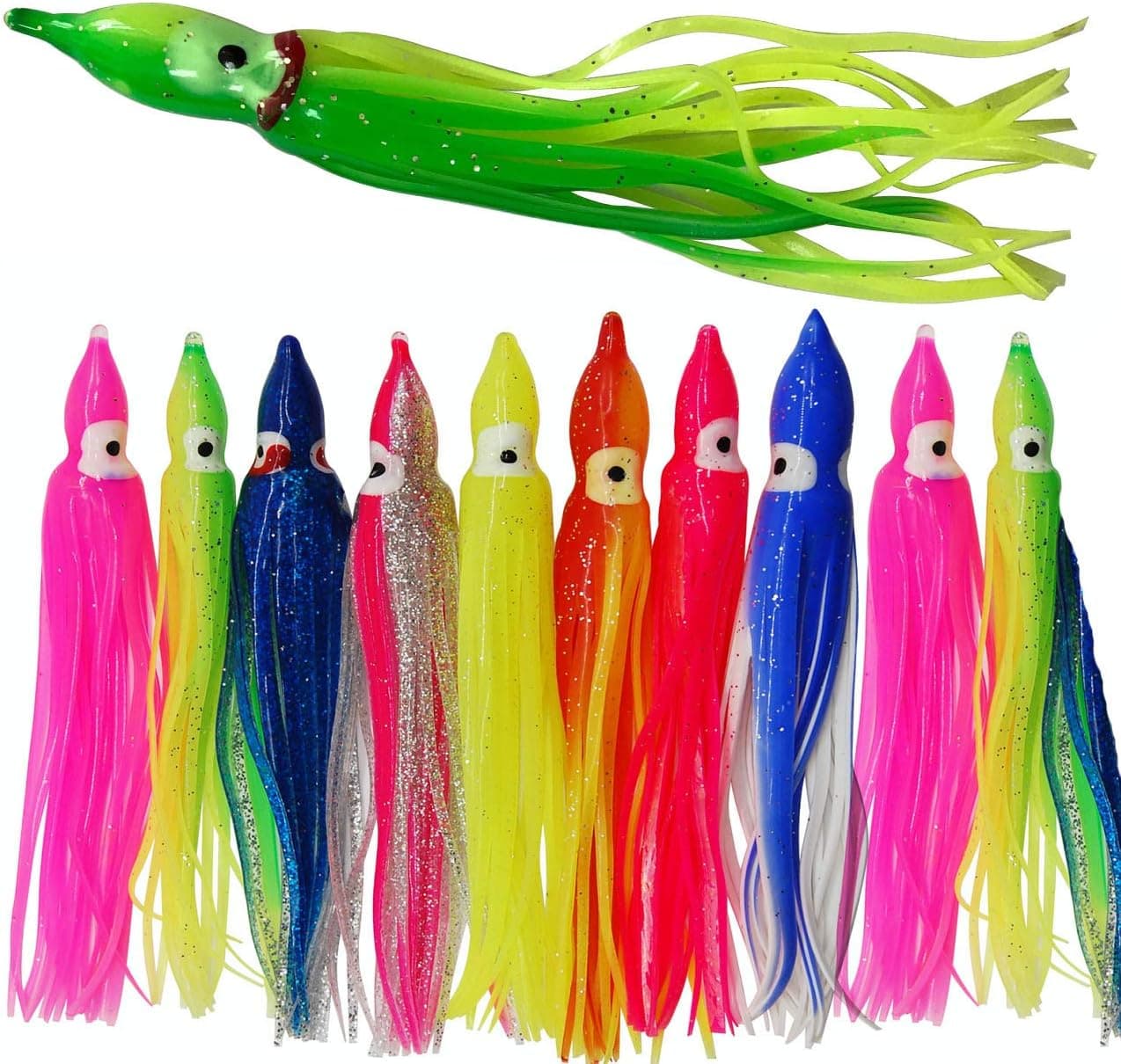 Fishing Lures Squid Skirts Octopus Lures Soft Plastic Trolling Skirt Lure Kit Saltwater Fishing Bait for Bass Trout