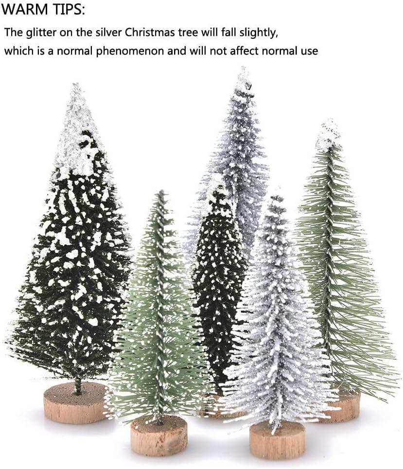 CoscosX 36 PCS Miniature Christmas Tree Small Artificial Miniatures Sisal Snow Frost Trees, Diorama Models, Micro Scenery Landscape Architecture Trees for Christmas Crafts Tabletop Decor