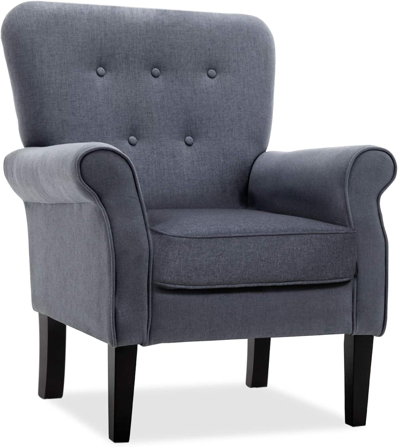 Accent Chair, Modern Single Armchairs, Home Upholstered Sofa Chairs Fabric Furniture for Living Room, Bedroom, Office (Dark Gray)