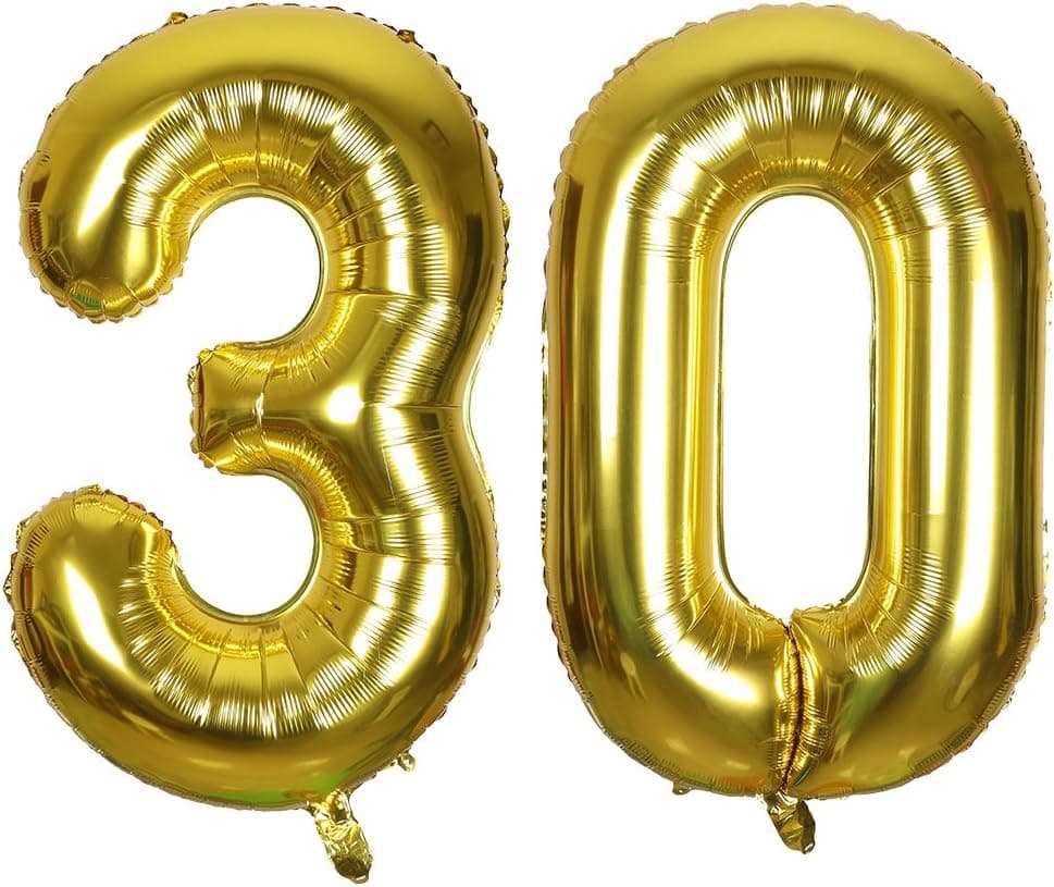 Smarcy Number 30 Foil Helium Balloons 40 inch Gold (Birthday Party Celebration Decoration Large globos)
