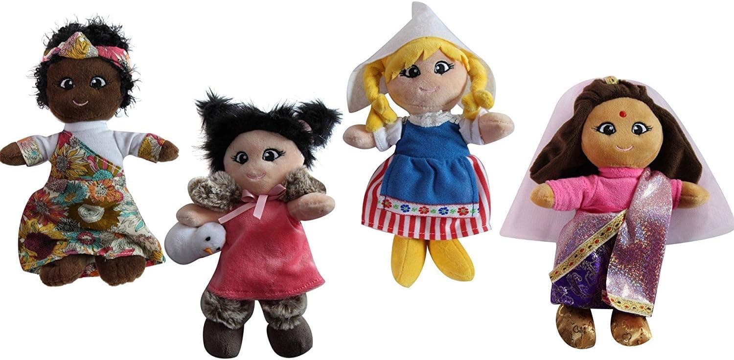 Around The World 8" Soft Plush Dolls Variety Pack - 4 Assorted (Choose Style) (Style 2)