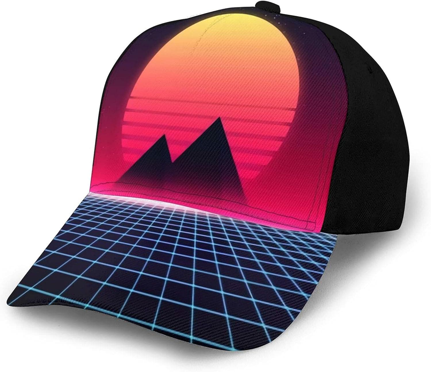 BINATI Baseball Hat Synthwave Retro Design Pyramids and Sun Athletic Caps Snapback Caps