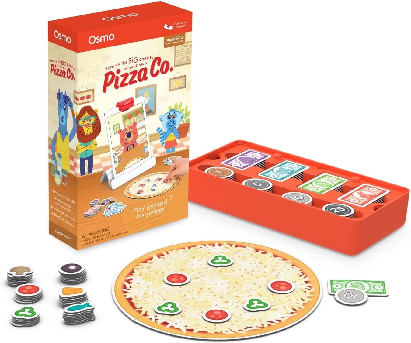 Osmo - Base for Fire Tablet - 2 Hands-On Learning Games + Pizza Co. Game Bundle (Ages 5-12) Fire Tablet Base Included