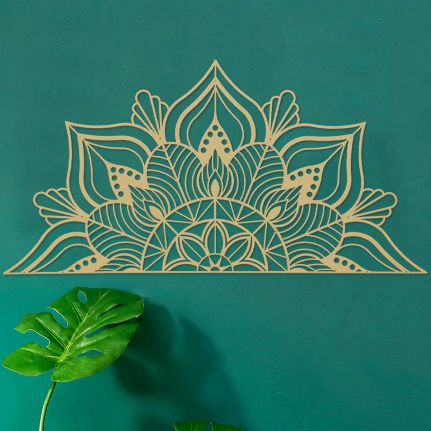 ESTART Large Metal Mandala Wall Art, Unique Lotus Flower Wall Decor for Living Room Bedroom Office and Home Indoor and Outdoor Decoration (Gold)