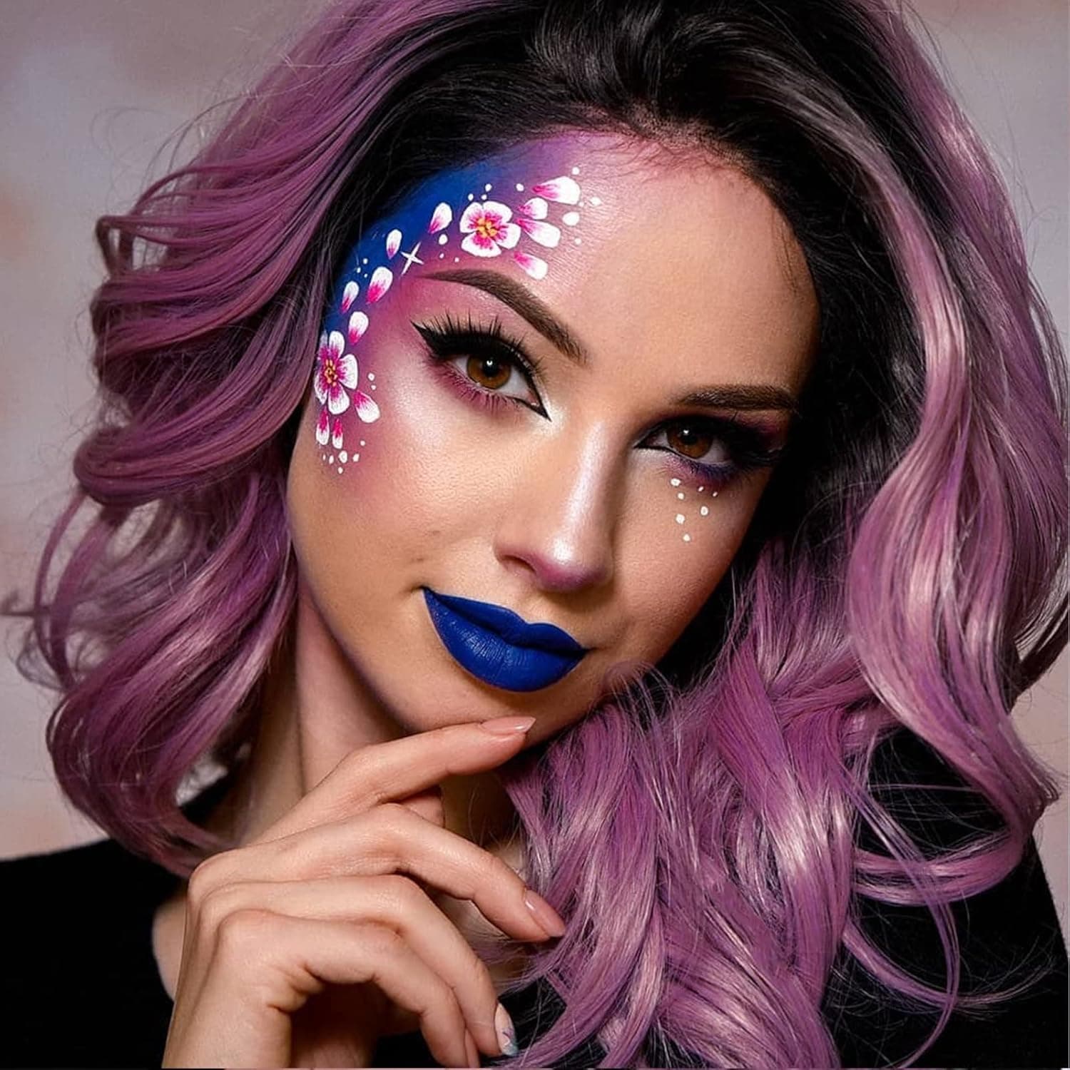 K'ryssma Short Bob Lace Front Wig Ombre Purple Synthetic Wig for Women Dark Roots to Ash Purple Wavy wig Heat Resistant