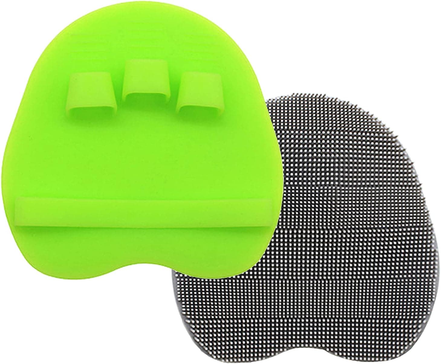 2 Pack Soft Silicone Shower Brush Body Wash Bath Exfoliating Skin Massage Scrubber, Dry Skin Brushing Glove Loofah, Fit for Sensitive and All Kinds of Skin(Gray+green)