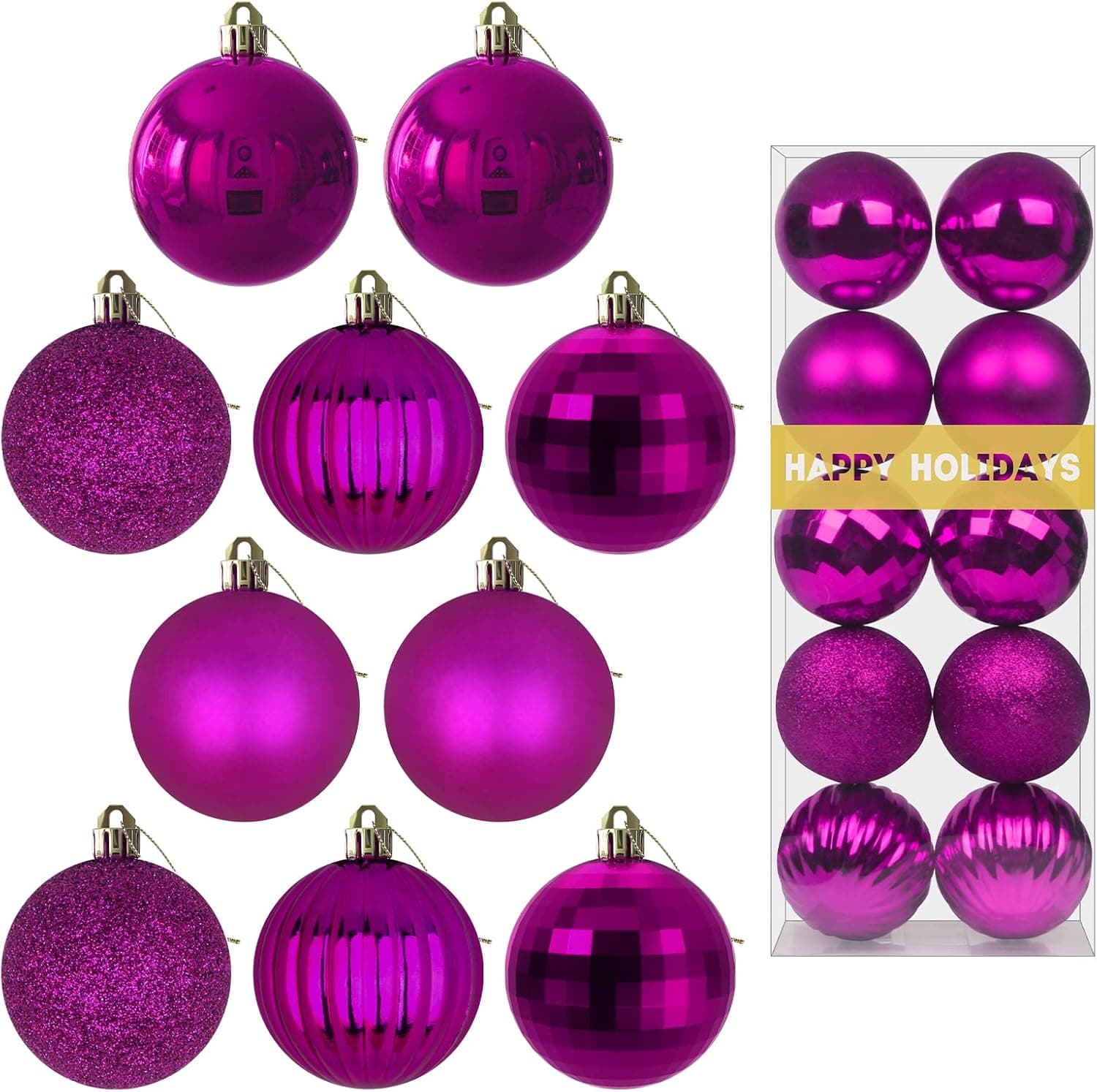 Fuchsia 3.2" Large Christmas Balls - Christmas Tree Decoration Ornaments Shatterproof Hanging Balls for Birthday Easter Valentine Wedding Decorations Set of 10pcs Hot Pink Ornaments