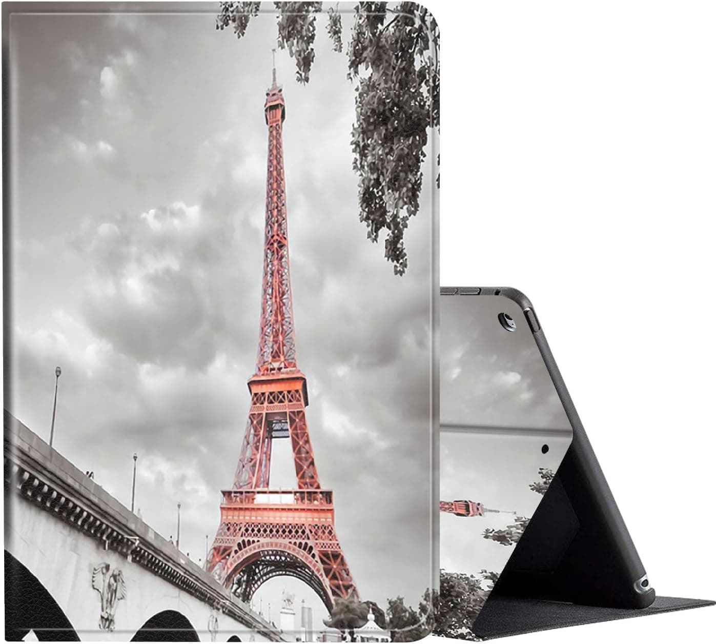 for iPad 10.2 Case (2021/2020/2019) 7th/8th/9th Generation ipad Case, Adjustable Non-Slip Folio Stand Smart Cover for New Apple iPad 9/8/7 Gen 10.2 inch -Pink Paris Eiffel Tower