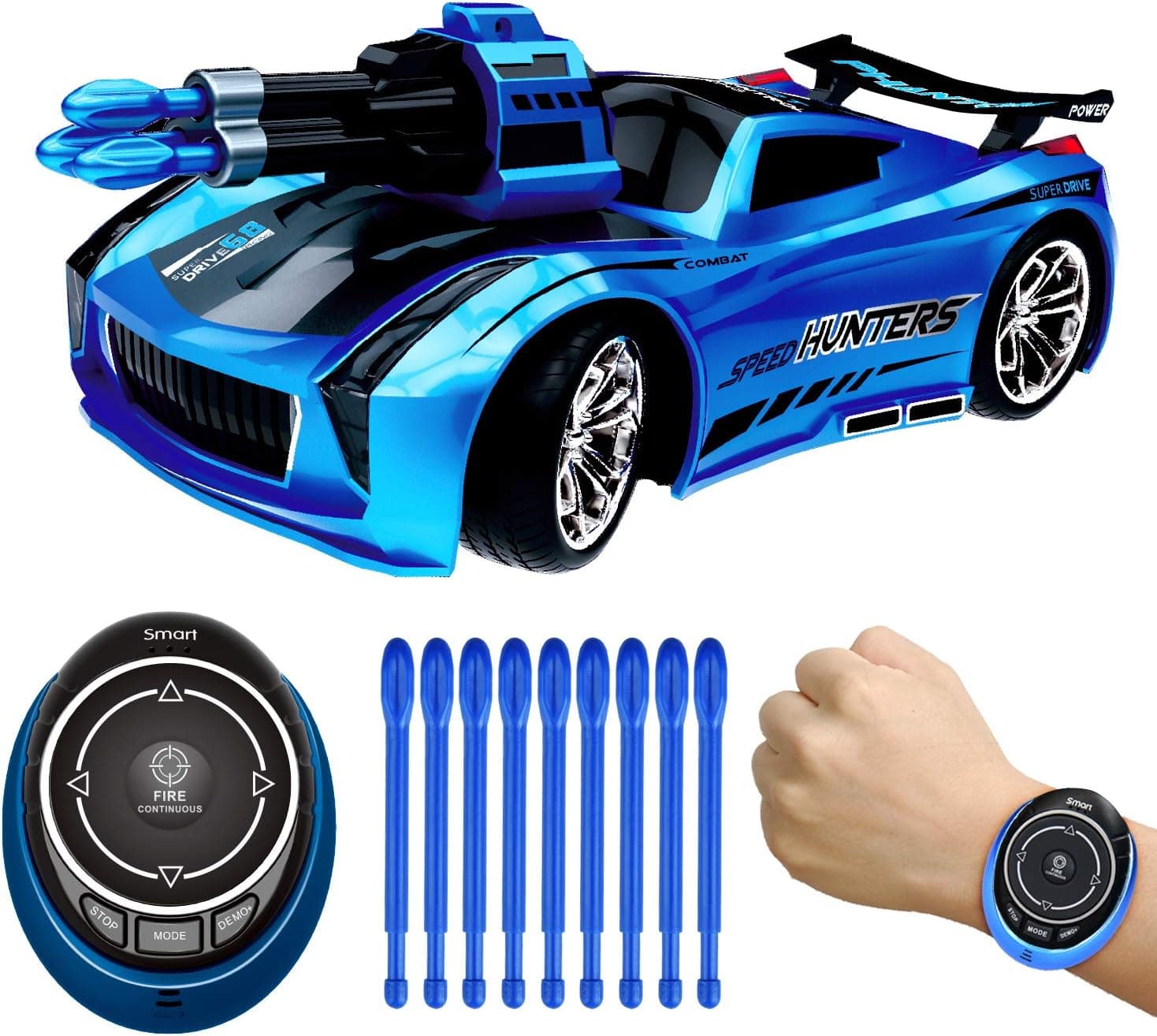 FUN LITTLE TOYS Remote Control Car, High Speed Racing Car with USB Charger, Multi Function & LED Light, Smart Watch Voice Command Remote Control Car