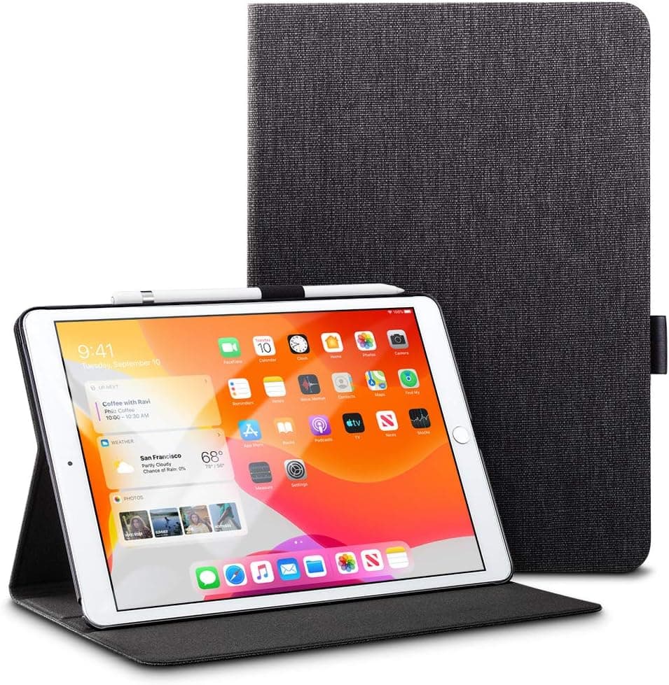 ESR Case Compatible with iPad 9th Generation 2021, 8th Generation 2020, 7th Generation 2019, Folio Case with Book Cover Design, Auto Sleep and Wake, Pencil Holder, Dual-Angle Viewing Stand,Charcoal