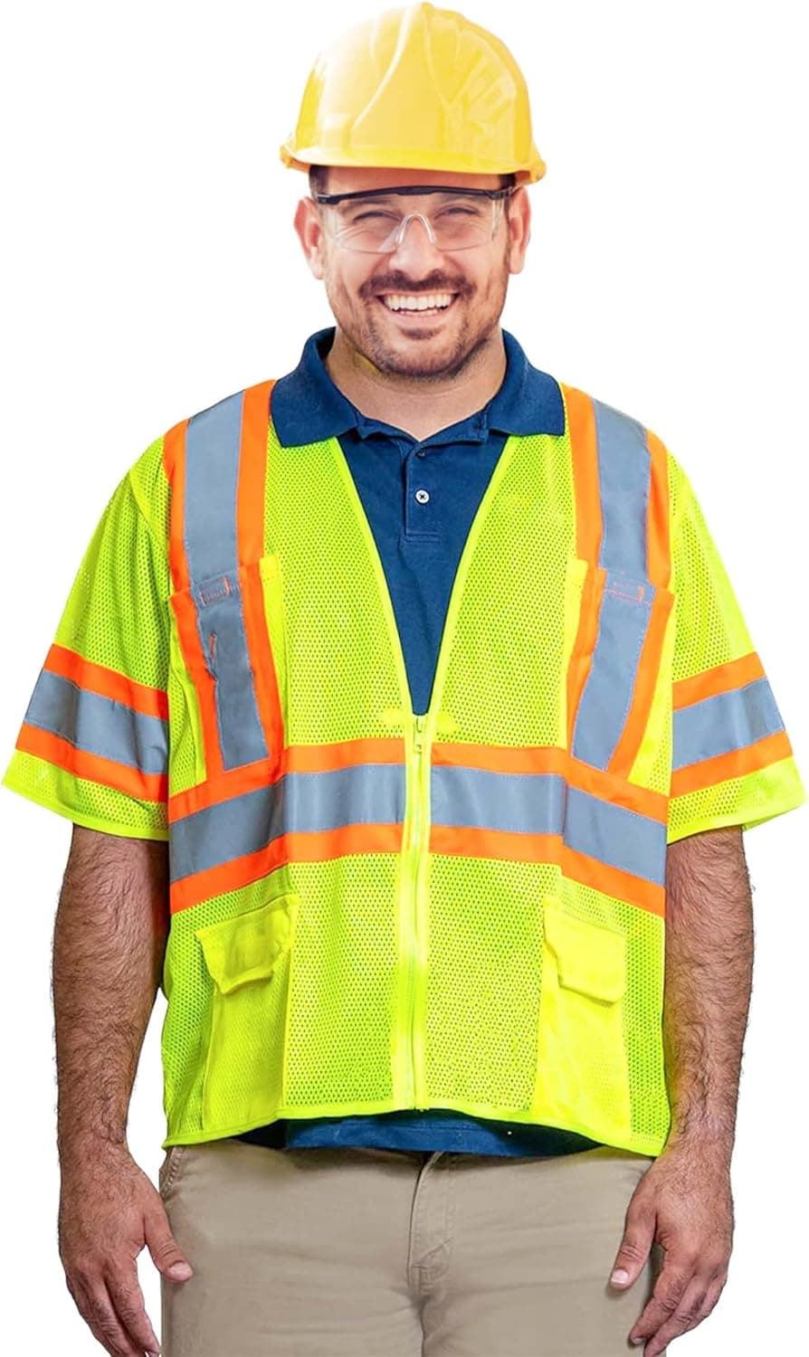 Tiger Tough Products Reflective High Visibility Compliant 6-Pocket Safety Vest