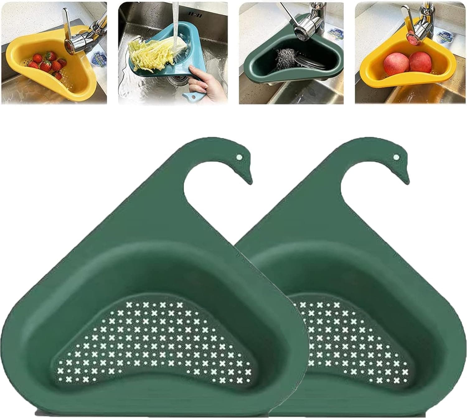 Swan Drain Basket,Drain Basket for Kitchen Sink, Swan Sink Drain Shelf, Kitchen Sink Strainer Basket, Multipurpose Drain Basket Sink Swan Strainer Hangs on Faucet