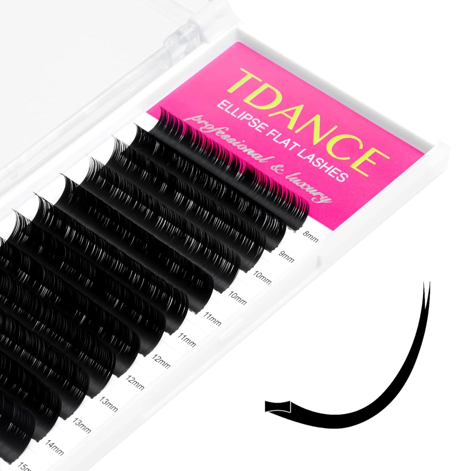 TDANCE Classic Lash Extensions Flat Lashes Eyelash Extensions 0.2mm CC Curl Ellipse Eyelash Extensions 8-15mm Mixed Black Matte Individual Lashes Salon Use(Flat,CC-0.2,8-15mm)