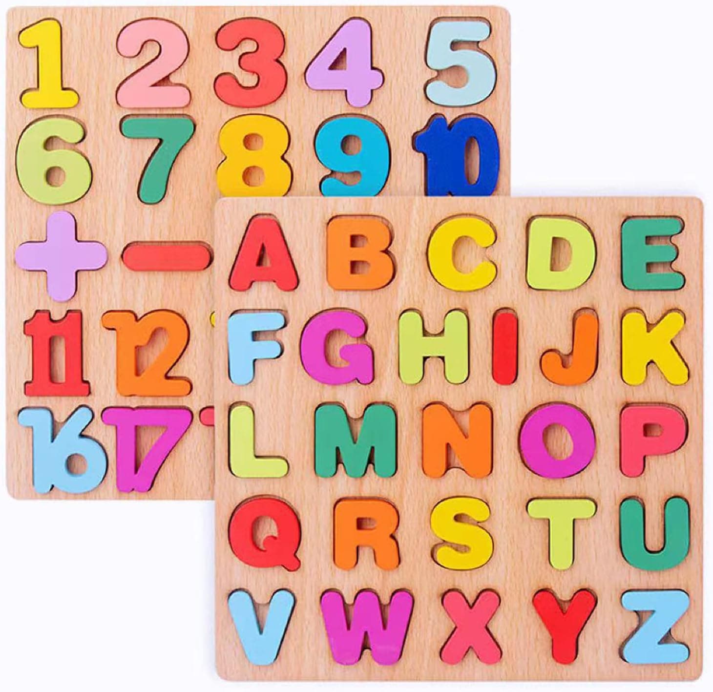 Alphabet Puzzle Wooden Puzzles for Toddlers 2 3 4 5 6 Year Old,Preschool Educational for Girls Boys, Wooden ABC Alphabet Number Shape Learning Puzzles Toys with Puzzle Board & Letter Blocks