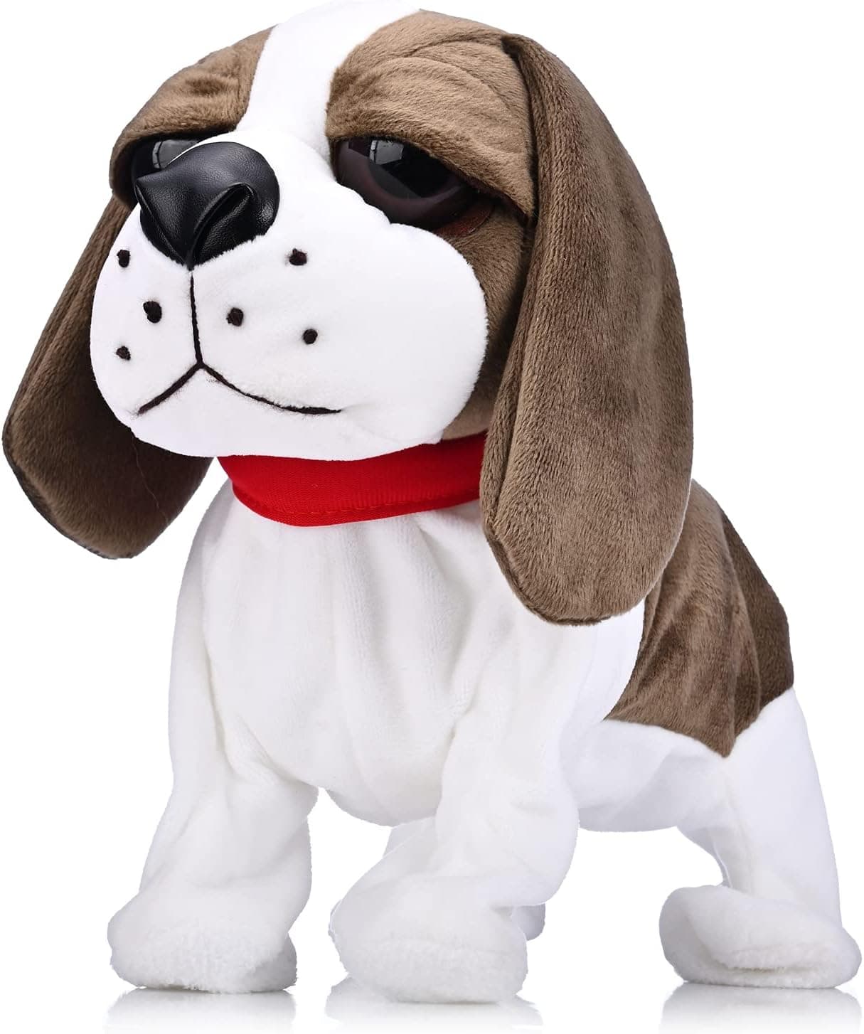 Volunna 12" Plush Electronic Beagle Dog, Robot Toy Dog, Touch Control Plush Puppy Stuffed Animal Dog Toy, Walking, Barking, Tail Wagging for Kids Baby Boys Girls Birthday Christmas