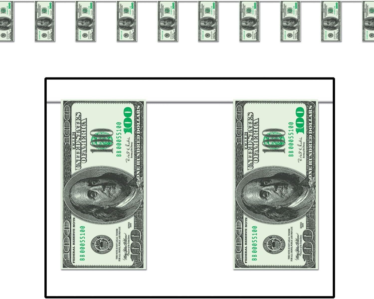 $100 Bill Pennant Banner Party Accessory (1 count) (1/Pkg)