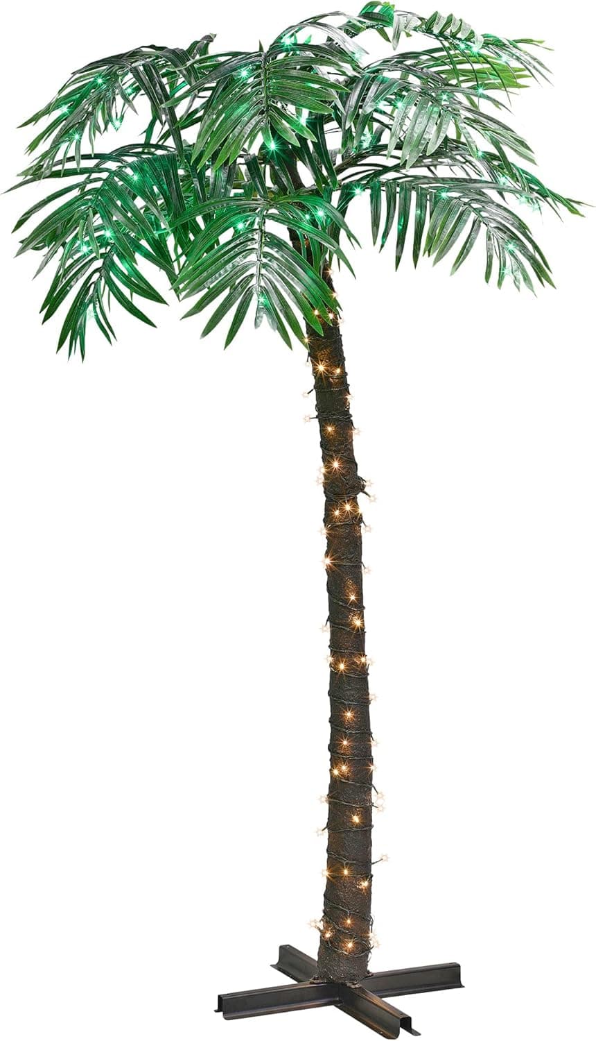 Puleo International Pre-Lit Palm Artificial Christmas Tree, Green