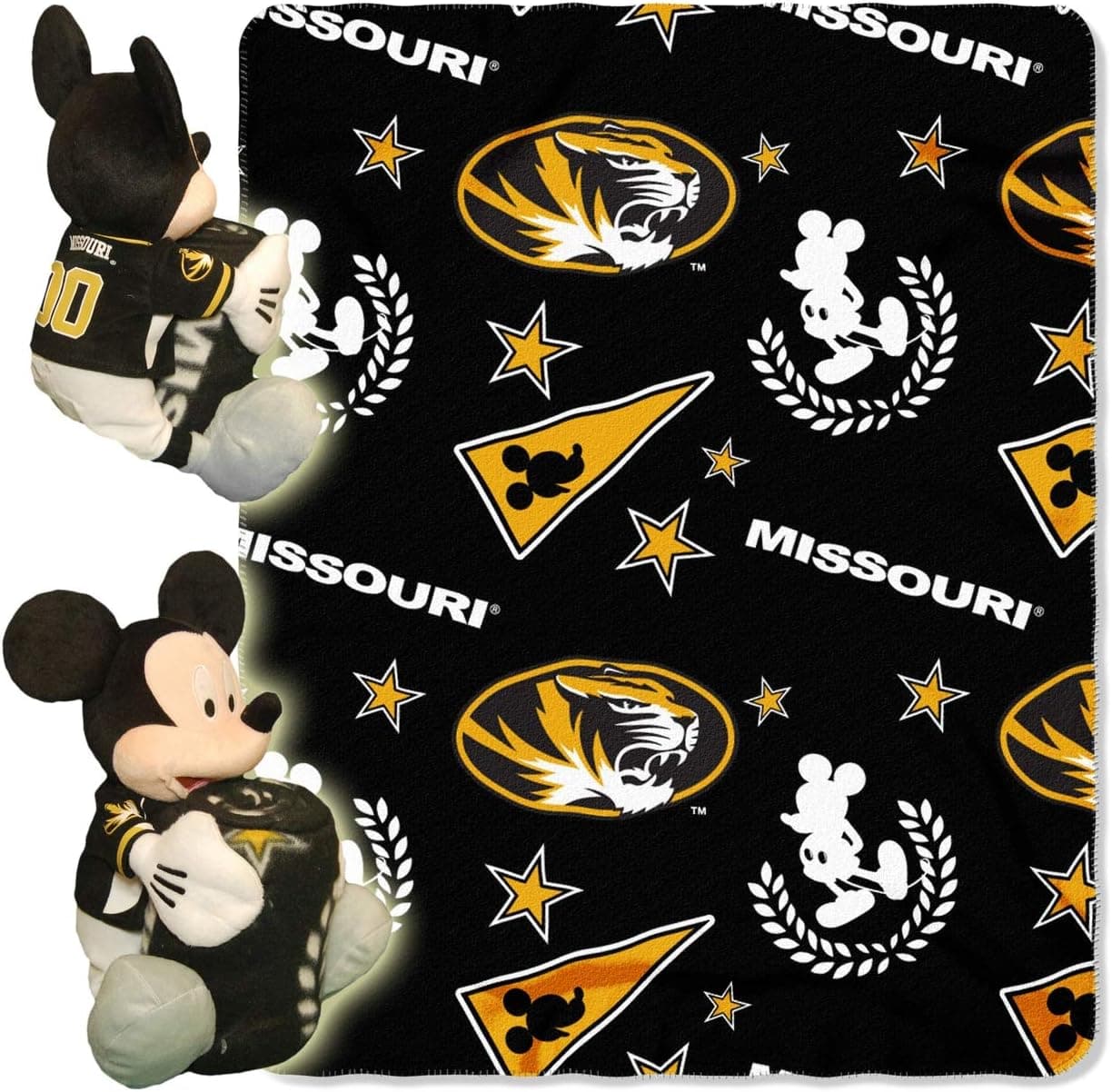 Officially Licensed NCAA Co-Branded Disney's Mickey Mouse Hugger and Fleece Throw Blanket Set, 40" x 50", Multi Color