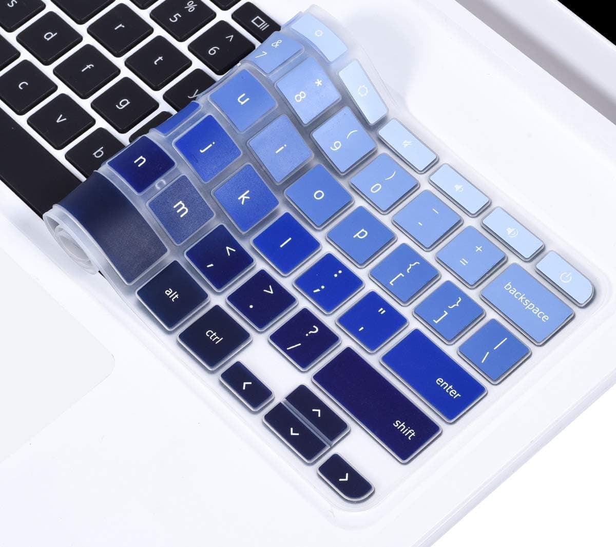 CaseBuy Keyboard Cover Compatible 2019 2018 ASUS Chromebook C523NA 15.6" / ASUS Chromebook C423NA 14" Soft-Touch Protective Skin, Gradual Blue