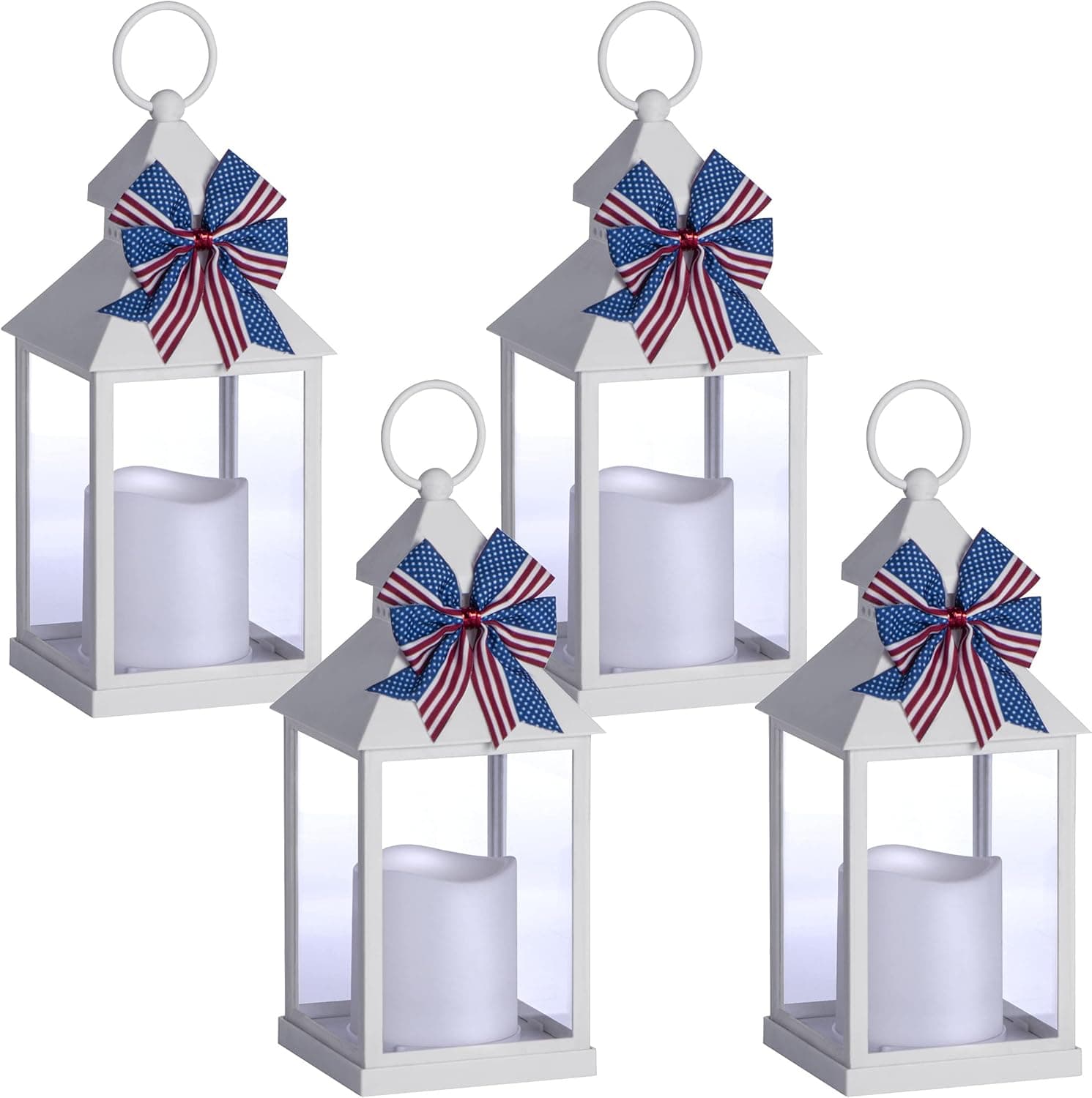 Sterno Home Hanging LED Light Flameless Candle Lantern 4PK, 10.75", White