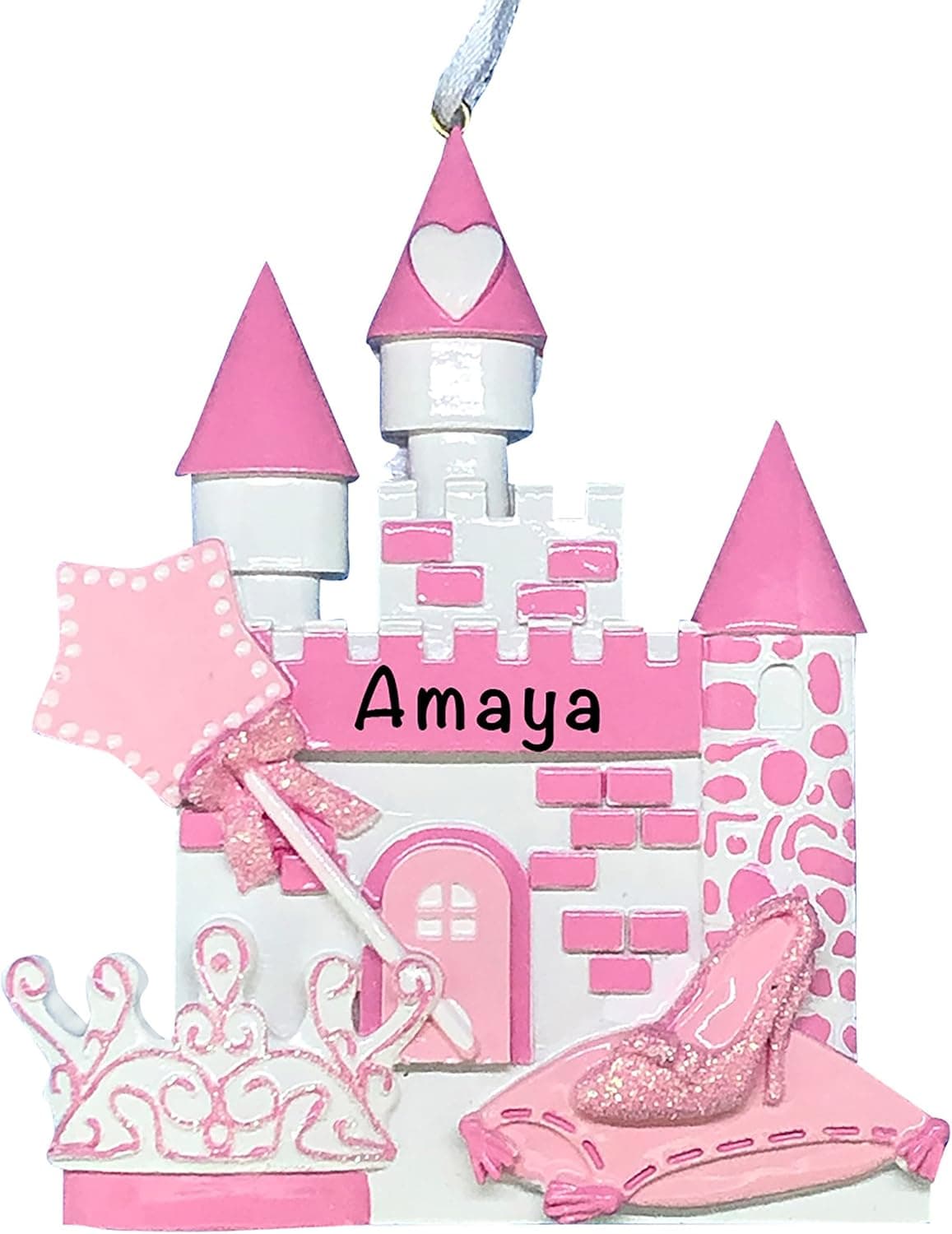 Personalized Princess Ornaments 2022 – Polyresin Princess Castle Christmas Ornament – Charming Princess Figurines – Fun Little Girl Ornaments for Christmas Tree – Kids Princess Gifts for Girls