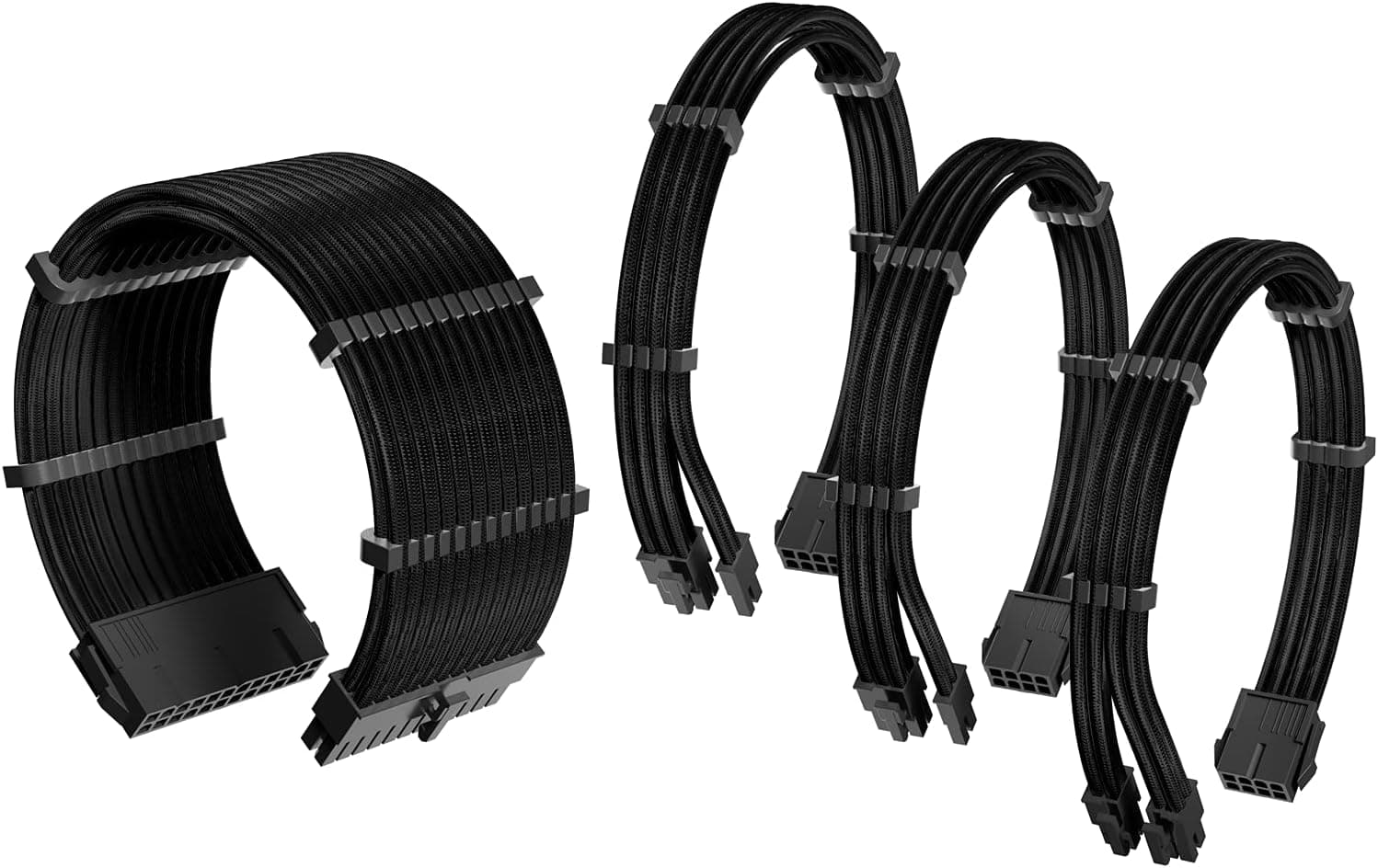 Antec Sleeved Cables 4 Packs White (300mm, Black Connector - Black)