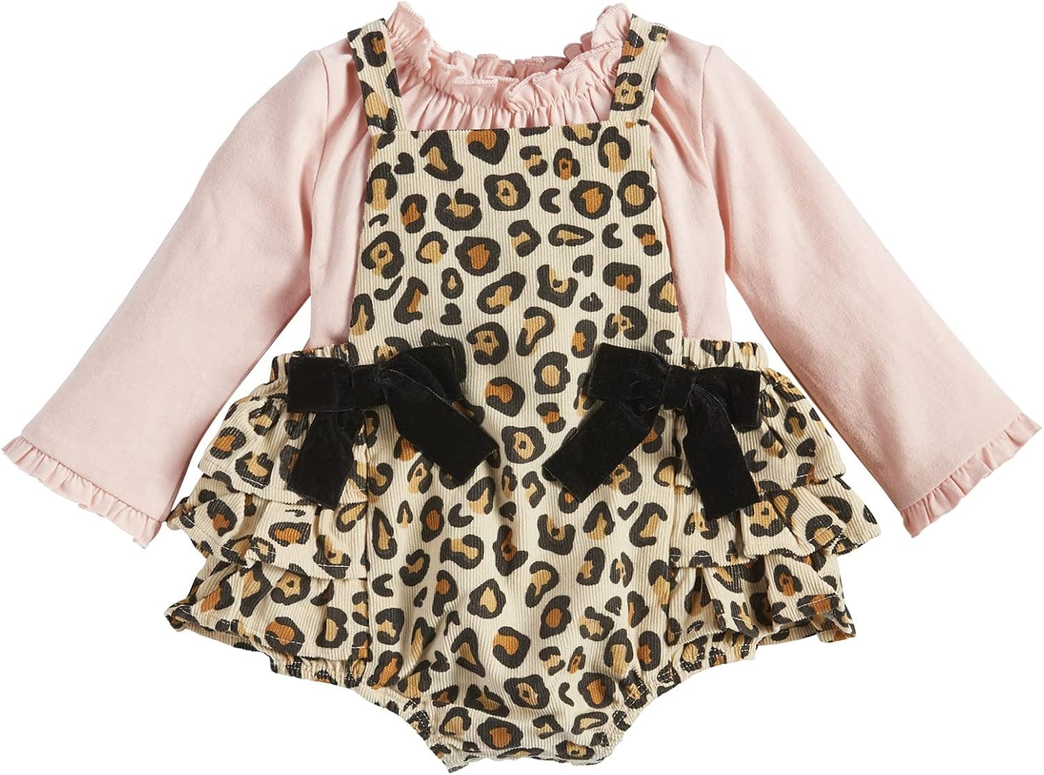 Mud Pie baby-girls Leopard Pinafore Set