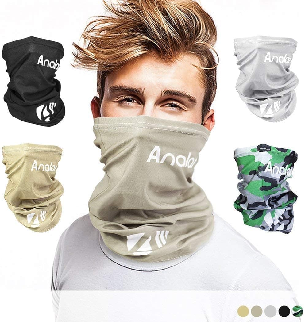 ANALAN Half Face Cover Bandana Neck Gaiter Sun Protection Headwear for Men and Women Girls Boys Outside Sports (Desert Grey)