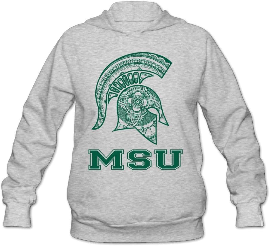 Boxer98 Women's Hoodies Michigan State MSU University Ash