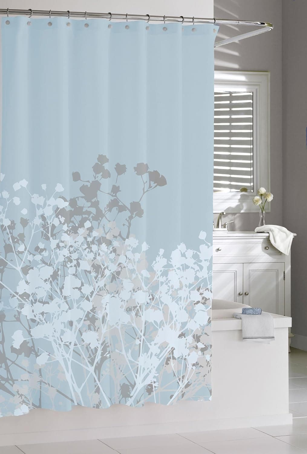 Kassatex Fine Linens Willow-Spa Blue Shower Curtain, Blue