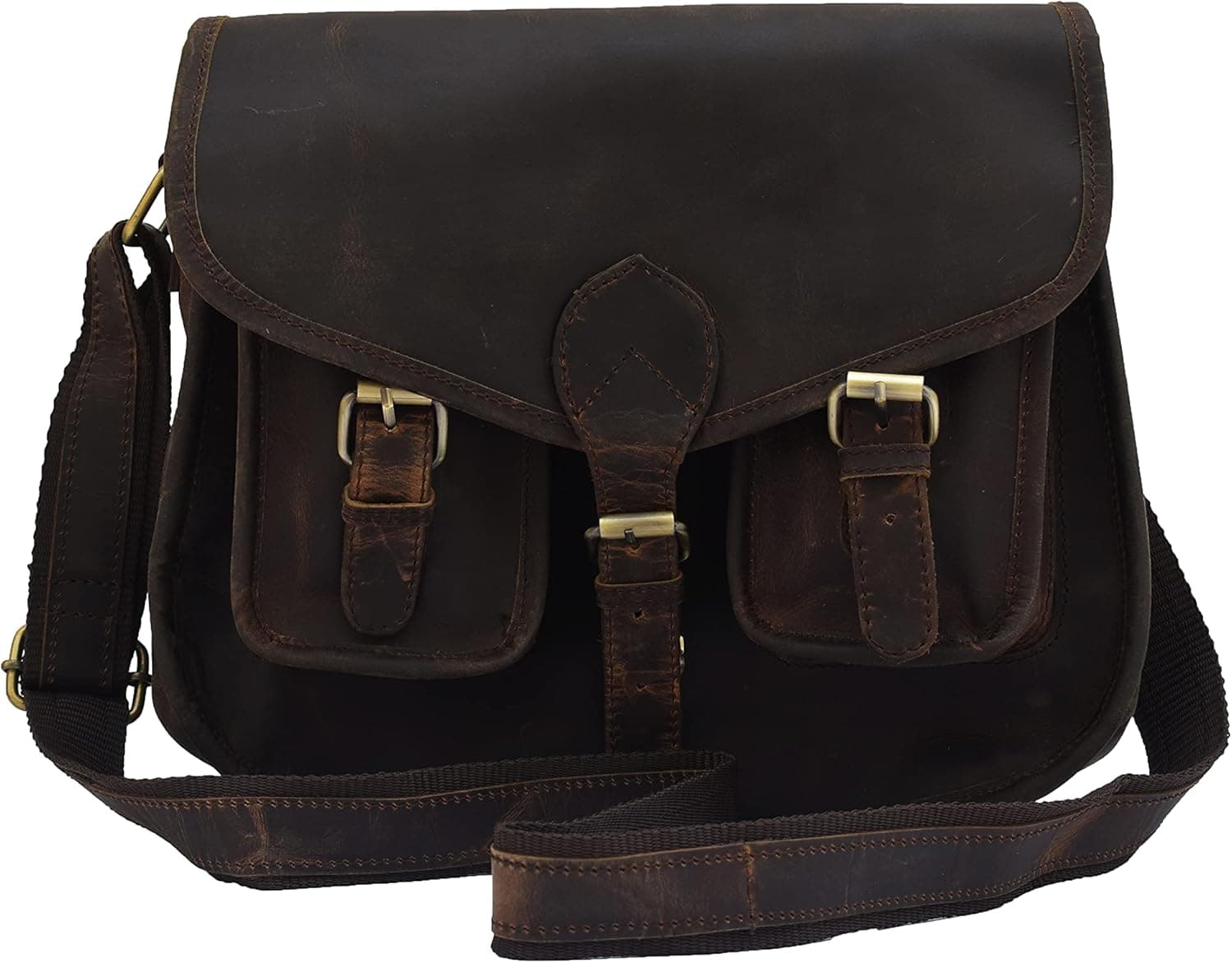 Shy Shy let's Touch The Sky 13 Inch Leather Purse Women Crossbody Bag Shoulder Satchel Ladies Tote Travel Purse Genuine Leather (Dark Brown Buffalo Leather)