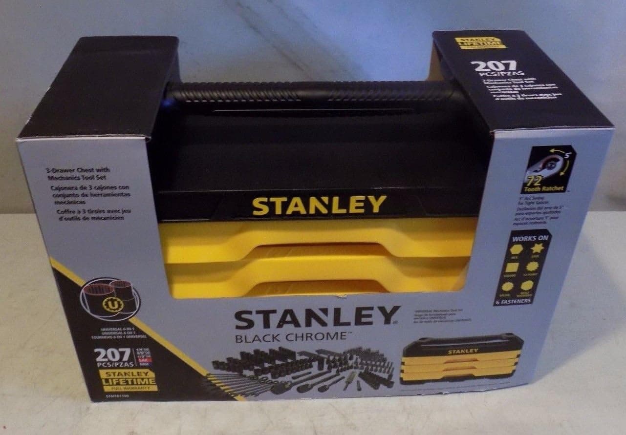 Stanley STMT81190 Black Chrome Universal 207 pc Mechanics Tool Set