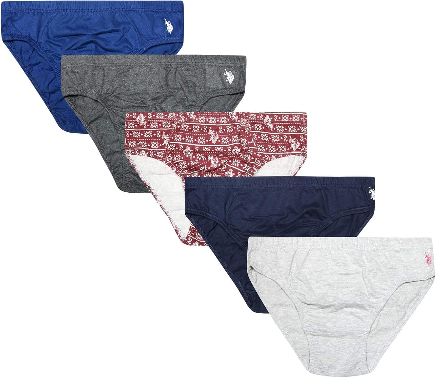 U.S. Polo Assn. Men?s Underwear ? Low Rise Briefs with Contour Pouch (5 Pack) (X-Large, Blue/Red Print/Grey)