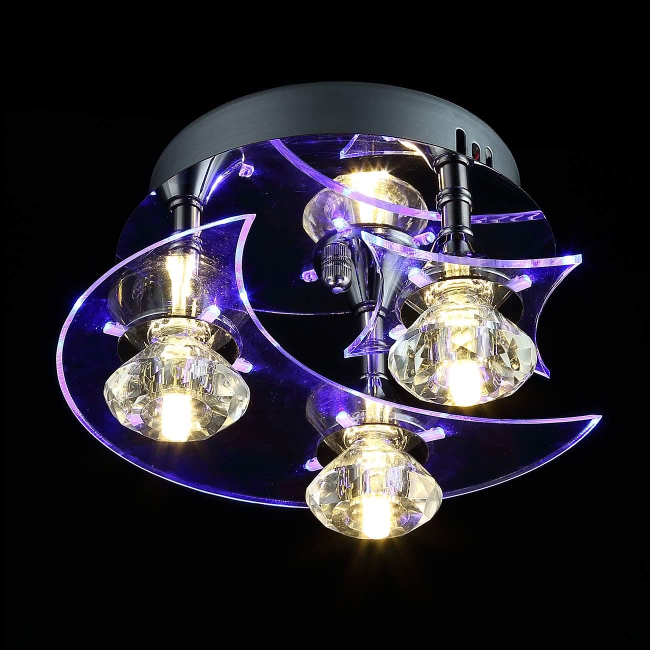 YOURDER G4 LED Acrylic Crystal Ceiling Light Fixtures - Moon Star Style, H5.5'' x W9.5'', Pendant Flush Mount Lighting for Children Bedroom Kids Living Room