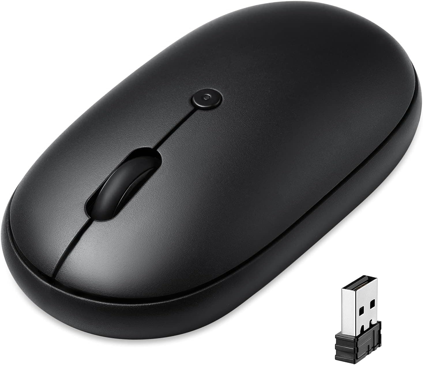 Perixx PERIMICE-610B Wireless Portable Mouse - Nano 2.4G Receiver - Changeable Top Cover - Silent Click for Laptop, Notebook, PC, and Mac - Black