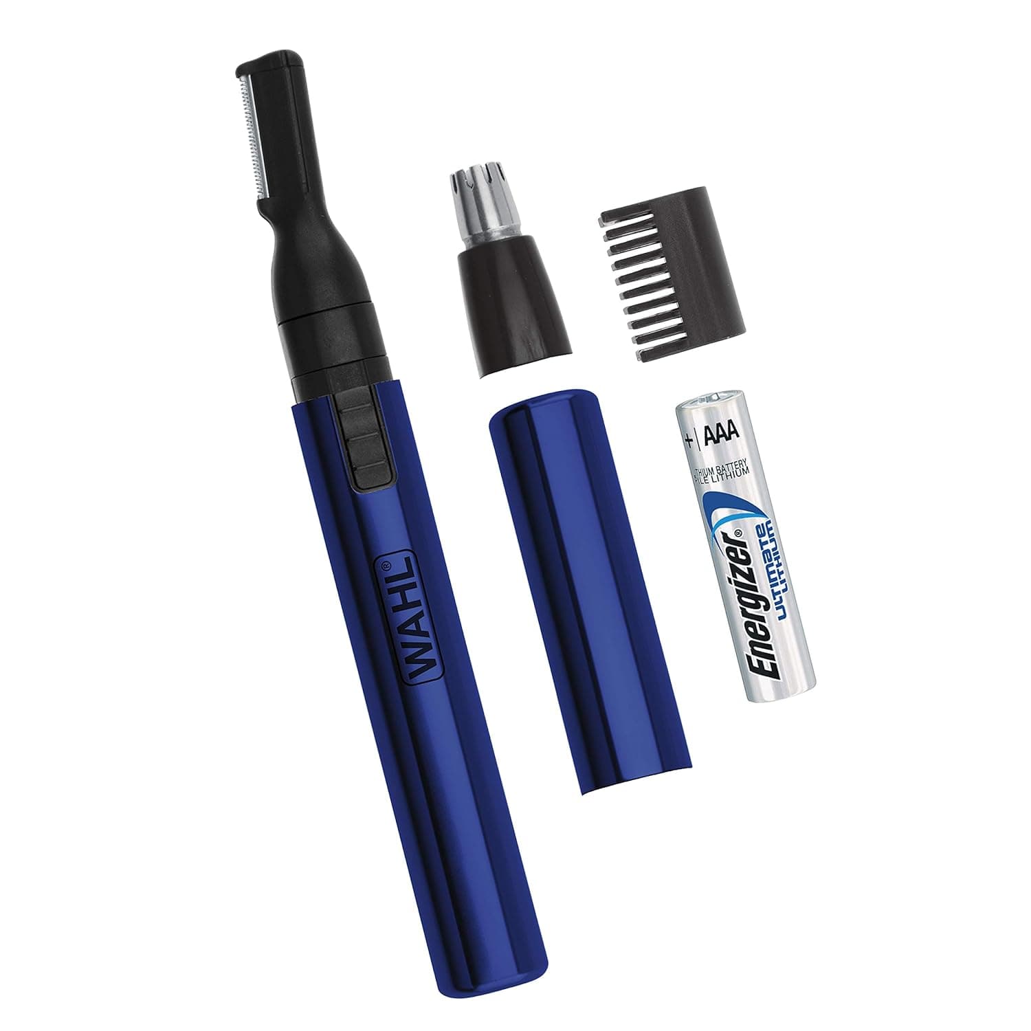 Wahl Lithium 2 in 1 Battery Pen Detail Trimmer for Nose, Ear, Neckline, Eyebrow, & Other Detailing - Blue - by The Brand Used by Professionals - Model 5643-200