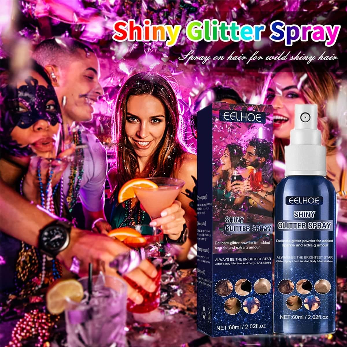 Glitter Glitter Mist, Body Glitter Mist, Hair Glitter Mist, Hair & Body Glitter Mist, Yule Ball, Christmas Holiday, Stage Makeup (2.11oz/60ml)