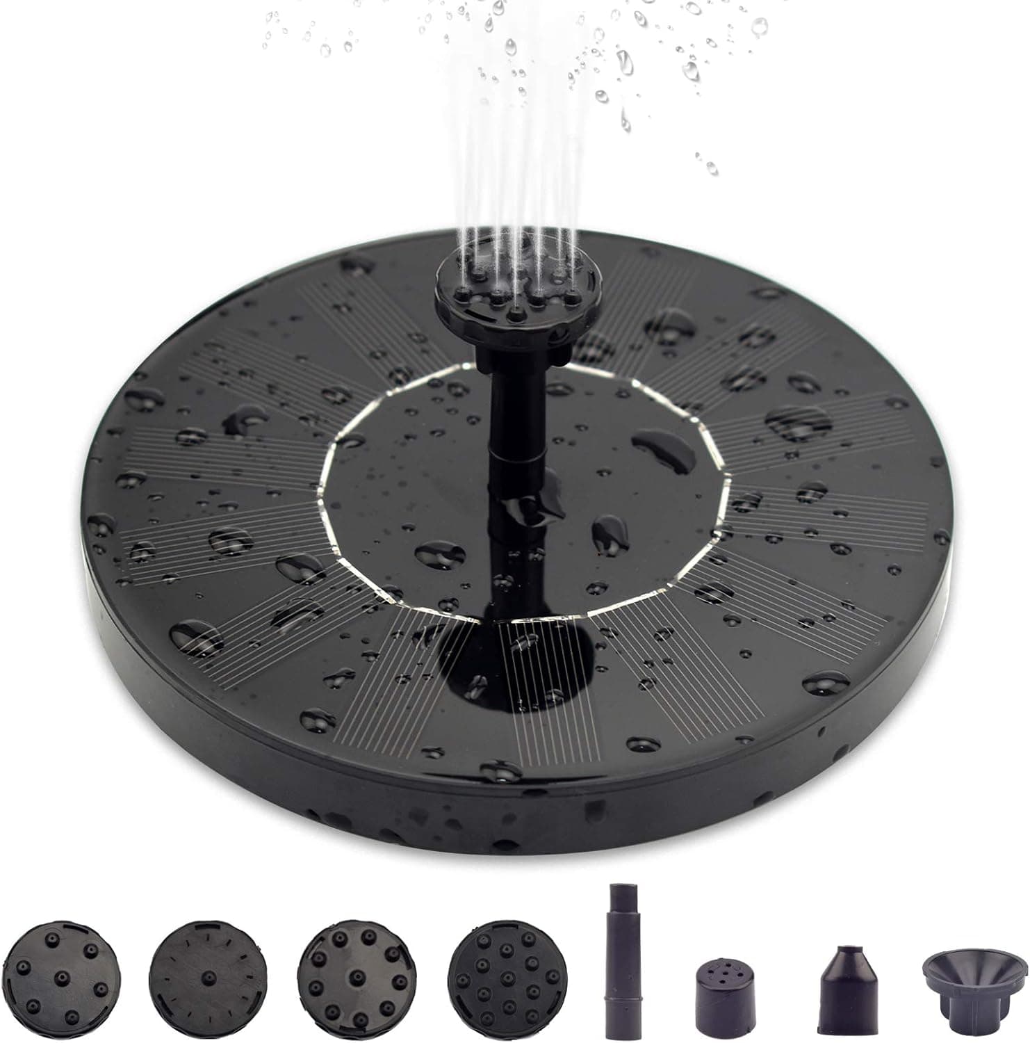 Litviz Solar Fountain Pump for Bird Bath 1.5W Upgraded Freestanding Floating Solar Powered Water Fountain Submersible Pump Kit for Outdoor Garden Swimming Pool Pond