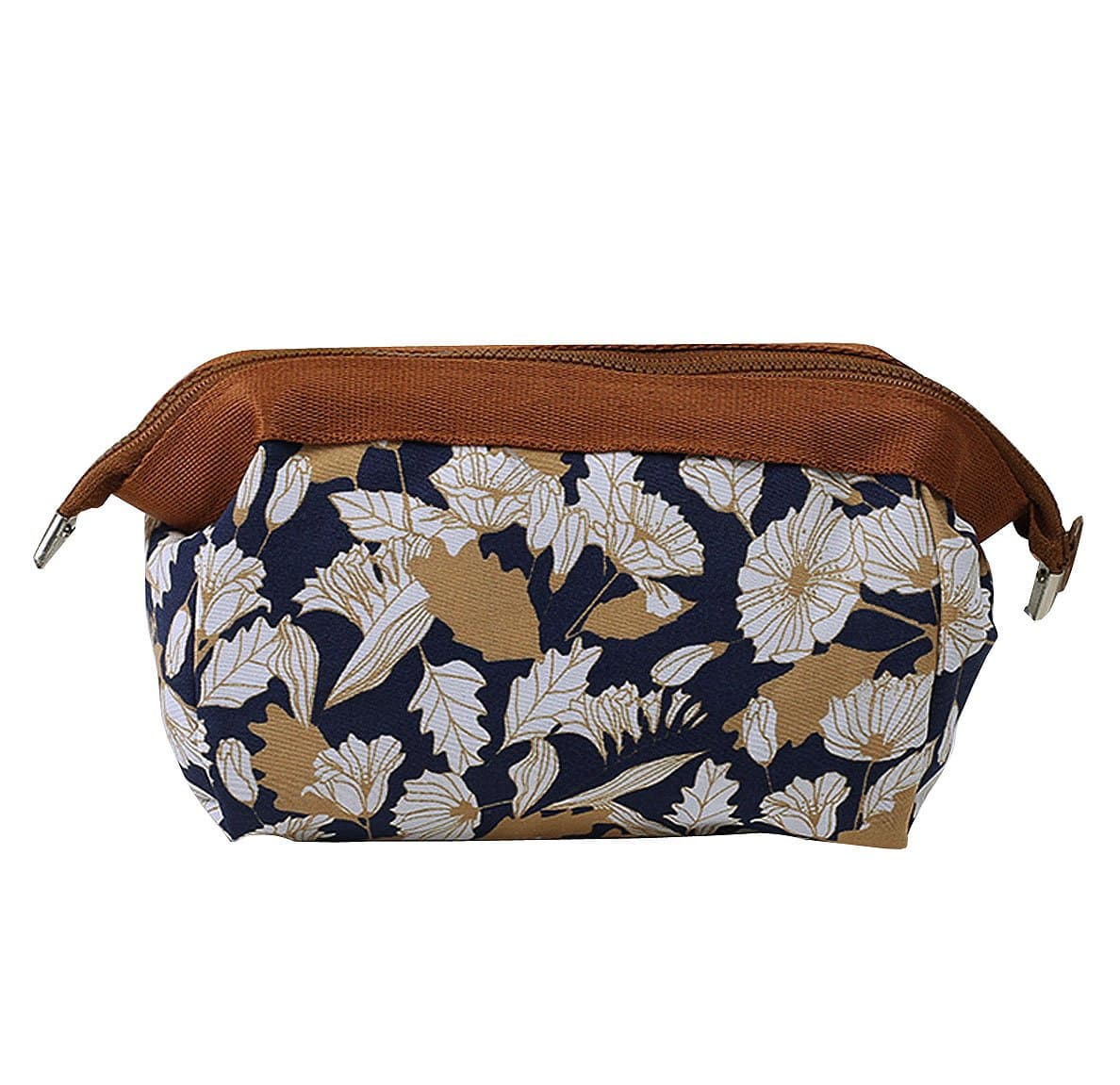 Makeup Bag Travel Cosmetic Bag,Portable Floral Printing Zip Makeup Bag Kit Organizer,Multi-functional,7 * 4 * 5 inches (Flowers Style)